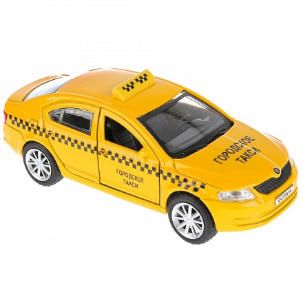 Модель Skoda Octavia Такси, 12 см, открываются двери, инерционная 