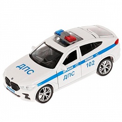 Машина Полиция BMW X6 12 см двери и багажник открываются инерционная металлическая (Технопарк, X6-12POL-WH) - миниатюра