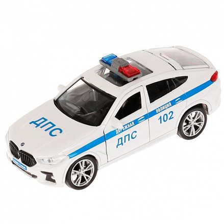 Машина Полиция BMW X6 12 см двери и багажник открываются инерционная металлическая 