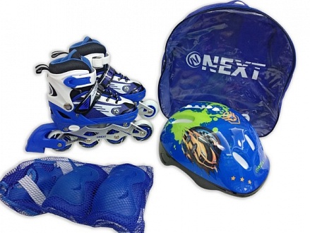 Набор: ролики раздвижные с алюминиевой рамой, ABEC-7, колеса PU, размер 27-30, с защитой и шлемом в рюкзаке 