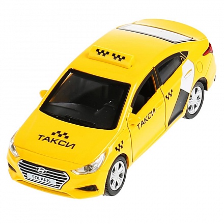 Инерционная металлическая модель - Hyundai Solaris – Такси, 12 см, цвет желтый 
