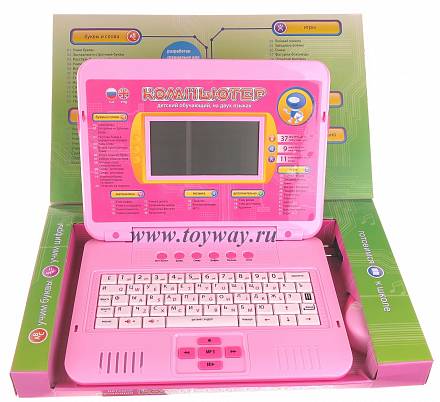 Детский обучающий компьютер для девочек, розовый 