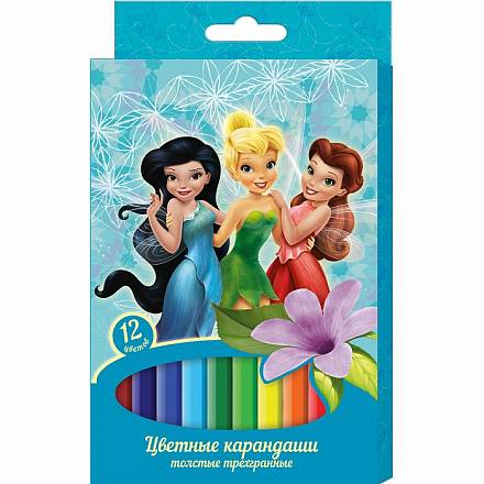 Цветные карандаши толстые Disney «Феи» 12 цветов 