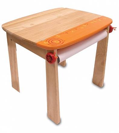 I'm Toy Стол для рисования с держателем для рулона бумаги и контейнером, оранжевый 