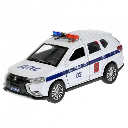 Машина металлическая Mitsubishi Outlander Полиция 12 см, открываются двери, инерция, белая 