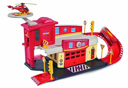 Пожарный гараж с аксессуарами и вертолет из серии «Пожарный Сэм» 