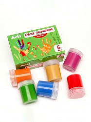 Краски гуашевые пальчиковые - Craft and joy, 6 цветов (Arti, К000274) - миниатюра