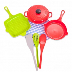 Набор посуды для кухни в сетке - Помогаю Маме, 8 предметов (ABtoys, PT-00561(WK-B9747)