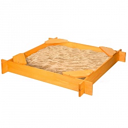 Деревянная песочница Прометей 4 сиденья, пропитка, цвет оранжевый (Paremo, PS119-04) - миниатюра