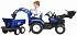 Трактор-экскаватор педальный с ковшом и прицепом синий 220 см  - миниатюра №5