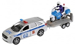 Металлическая инерционная машина - Kia Sorento Prime Полиция, 12 см + Мотоцикл 7,5 см (Технопарк, SB-18-04WB)