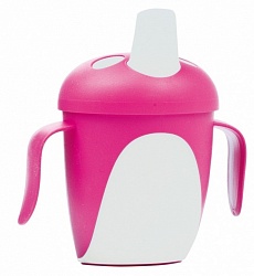 Чашка-непроливайка - Penguins, 240 мл, 9+, розовый (Canpol, 76/001_розовый) - миниатюра