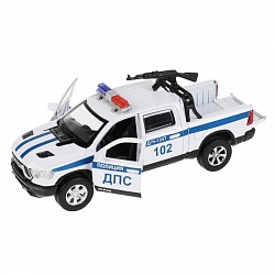 Машина Полиция Dodge Ram 13 см двери и багажник открываются металлическая инерционная (Технопарк, RAM1500-13POL-ARMWH) - миниатюра