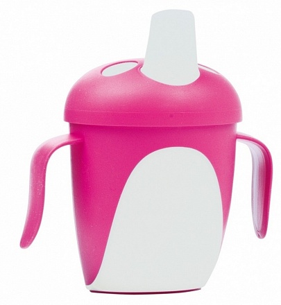 Чашка-непроливайка - Penguins, 240 мл, 9+, розовый 
