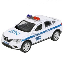 Машина Полиция Renault Arkana 12 см со светом и звуком двери и багажник открываются металлическая (Технопарк, ARKANA-12SLPOL-WH) - миниатюра