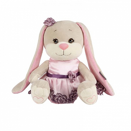 Мягкая игрушка - Зайка Jack&Lin в вечернем розовом платье, 25 см 