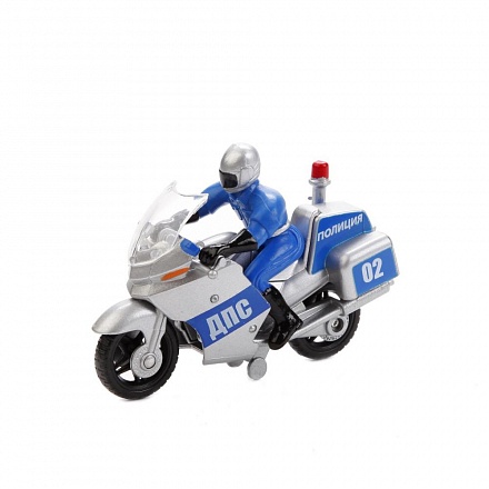 Мотоцикл металлический 10 см, с фигуркой, полиция/военный  