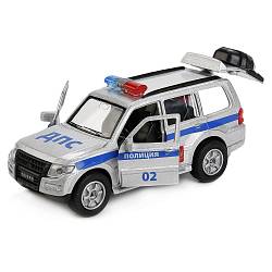Металлическая инерционная машина – Mitsubishi Pajero Полиция, 12 см (Технопарк, SB-17-61-MP(P)-WBsim) - миниатюра