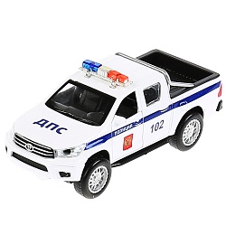Машина металл Toyota Hilux Полиция, 12 см, открываются двери, инерция, белая (Технопарк, HILUX-12SLPOL-WH) - миниатюра
