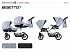 Детская коляска Bebetto42 2017 для двойни 2 в 1, светло-голубая с черным, шасси белая/Bia  - миниатюра №3