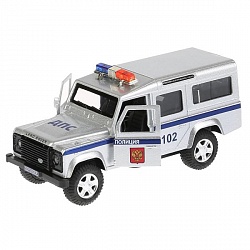 Машина металлическая Land Rover Defender Полиция 12 см, свет и звук, инерционная (Технопарк, DEFENDER-P-SL) - миниатюра
