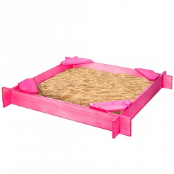 Деревянная песочница Нимфа 4 сиденья, пропитка, цвет розовый (Paremo, PS119-01) - миниатюра