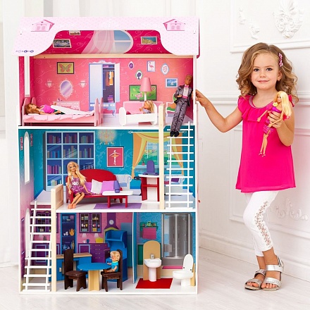 Кукольный домик для Барби – Вдохновение, 16 предметов мебели, 2 лестницы 