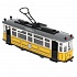 Модель Ретро-трамвай 17 см свет-звук двери открываются инерционная металлическая желтый  - миниатюра №5
