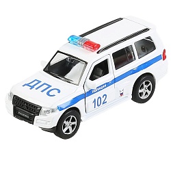 Машина Мицубиши Pajero – Полиция, 12 см, открываются двери, багажник инерционный механизм (Технопарк, SB-17-61-MP-P(W)-WB) - миниатюра