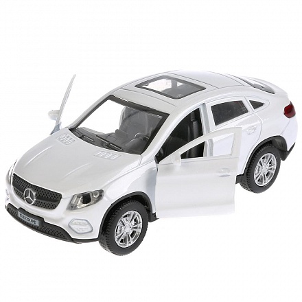Машина инерционная металлическая - Mercedes-Benz GLE Coupe, 12 см., открываются двери, цвет белый 