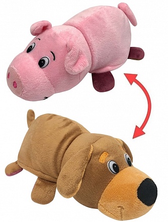Плюшевая игрушка Вывернушка 2 в 1 – Символы года Собака-Свинья, 12 см 