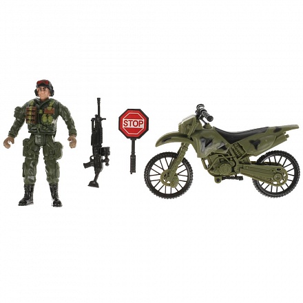 Набор солдатиков с оружием Военные с мотоциклом 