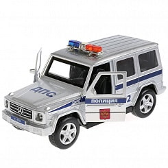 Металлическая инерционная машина – Mercedes-Benz G-Class Полиция, 12 см, свет и звук (Технопарк, G-СLASS-P-SL)