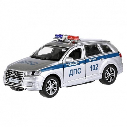 Машина Полиция Audi Q7 12 см двери и багажник открываются инерционная металлическая 