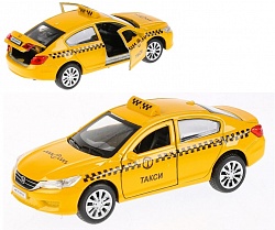 Машина металлическая Honda Accord Такси, 12 см, открываются двери, инерционная (Технопарк, ACCORD-T) - миниатюра