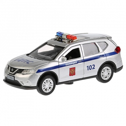Машина металлическая инерционная - Nissan X-Trail Полиция, 12 см, свет, звук, 