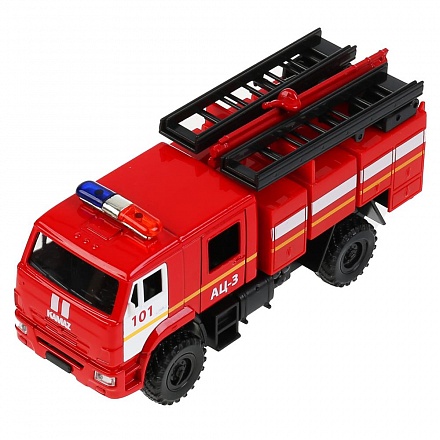 Машина Пожарная автоцистерна КамАЗ-43502 15 см подвижные элементы металлическая инерционная 