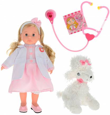 Кукла интерактивная Bambolina - Доктор Молли, 40 см со стетоскопом и собачкой  