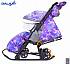 Санки-коляска на больших мягких колесах с сумкой и муфтой - Snow Galaxy Luxe, елки на фиолетовом  - миниатюра №5