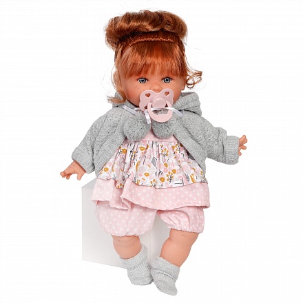 Кукла озвученная Ава в сером 30 см плачет мягконабивная 