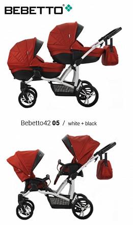 Модульная детская коляска 2 в 1 для двойни Bebetto 42 2017 - шасси белая/bia – 05 