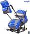 Санки-коляска на больших мягких колесах с сумкой и муфтой - Snow Galaxy Luxe, зимняя ночь, олени синие  - миниатюра №3