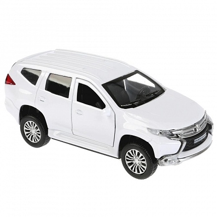 Машина металлическая Mitsubishi Pajero Sport 12 см, открываются двери, инерционная, цвет - белый 