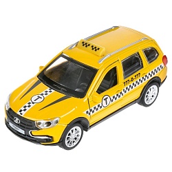 Машина Lada Granta Cross 2019 – Такси, 12 см, свет-звук, инерционный механизм, цвет желтый (Технопарк, GRANTACRS-12SLTAX-YE) - миниатюра