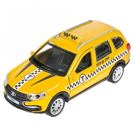 Машина Lada Granta Cross 2019 – Такси, 12 см, свет-звук, инерционный механизм, цвет желтый 