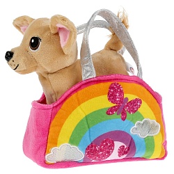 Мягкая игрушка Собачка в радужной сумочке с аппликацией (Мой питомец, CT-AD201019-20) - миниатюра