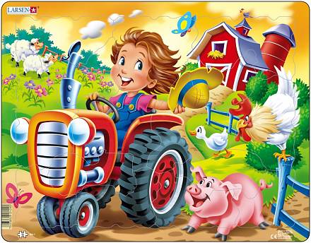 Пазл – Фермер на тракторе, 15 элементов 