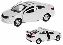 Модель Kia Rio, 12 см, открываются двери, инерционная, белая (Технопарк, RIO-WT) - миниатюра