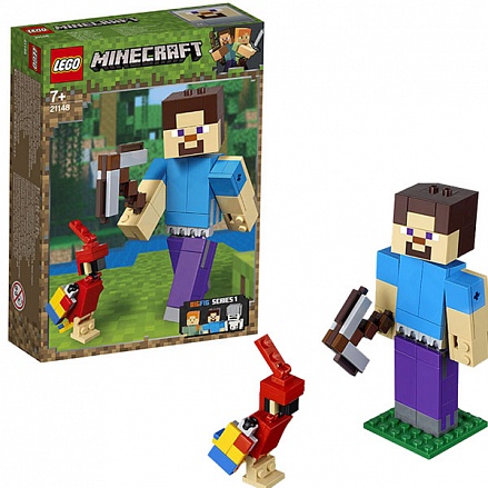 Конструктор Lego Minecraft - Большие фигурки, Стив с попугаем 