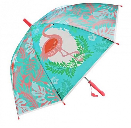 Зонт детский - Фламинго, 48 см, свисток, полуавтомат 